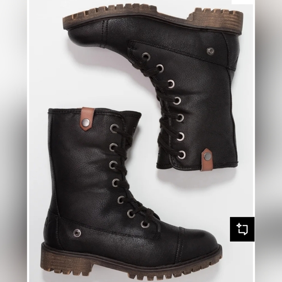 Roxy Black Faux Fur Combat Boots - Picture 12 of 15